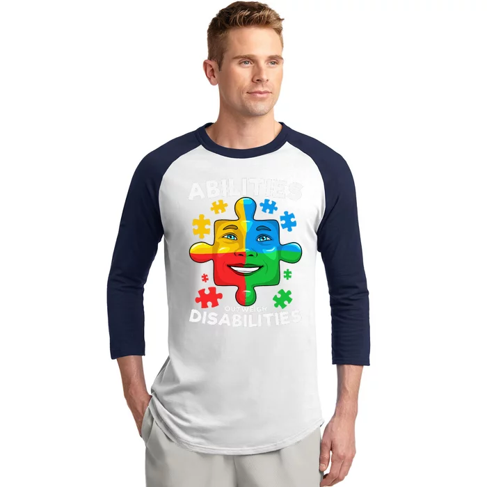 Abilities Outweigh Disabilities Autism Awareness Inspiring Baseball Sleeve Shirt