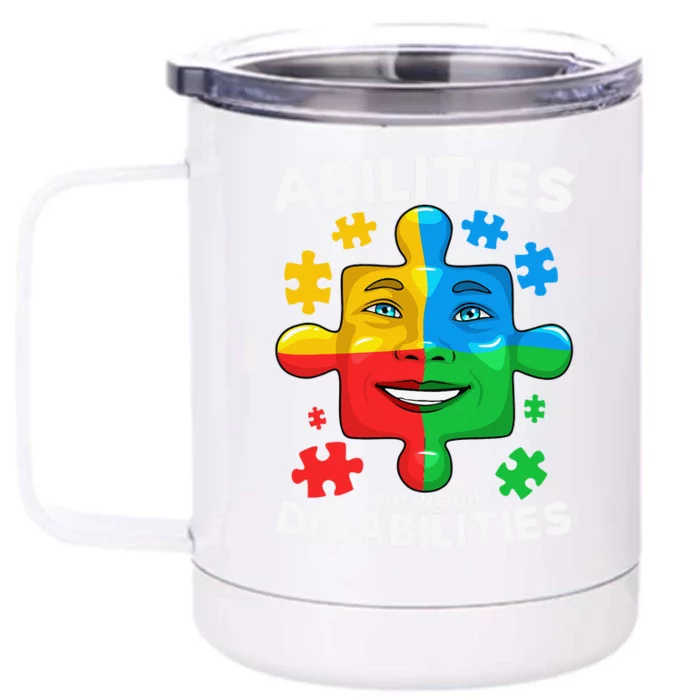 Abilities Outweigh Disabilities Autism Awareness Inspiring Front & Back 12oz Stainless Steel Tumbler Cup