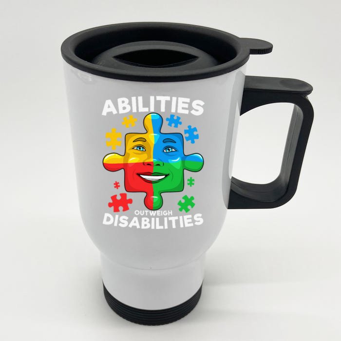 Abilities Outweigh Disabilities Autism Awareness Inspiring Front & Back Stainless Steel Travel Mug