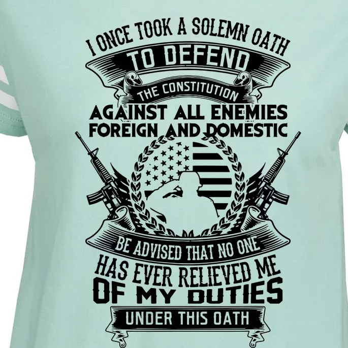 AMERICAN Oath Defend The Constitution Army Veteran Enza Ladies Jersey Football T-Shirt