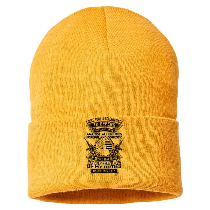 AMERICAN Oath Defend The Constitution Army Veteran Sustainable Knit Beanie