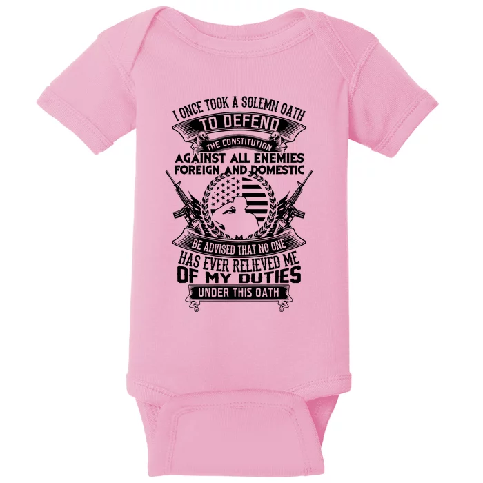 AMERICAN Oath Defend The Constitution Army Veteran Baby Bodysuit