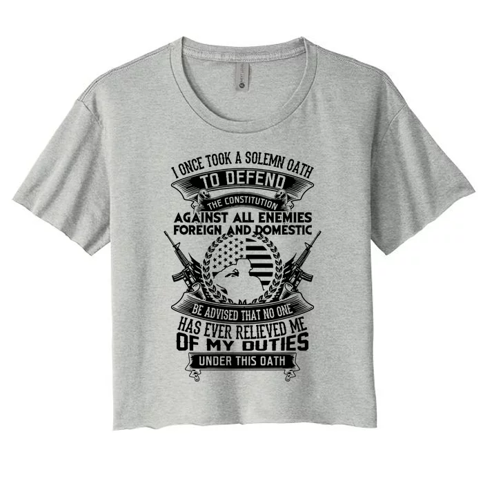 AMERICAN Oath Defend The Constitution Army Veteran Women's Crop Top Tee