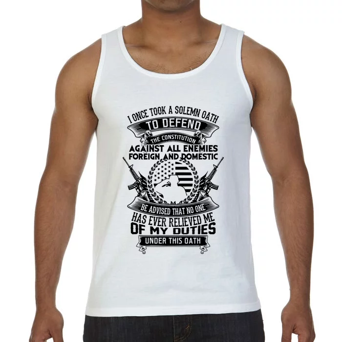 AMERICAN Oath Defend The Constitution Army Veteran Comfort Colors® Tank Top