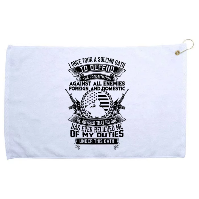 AMERICAN Oath Defend The Constitution Army Veteran Grommeted Golf Towel