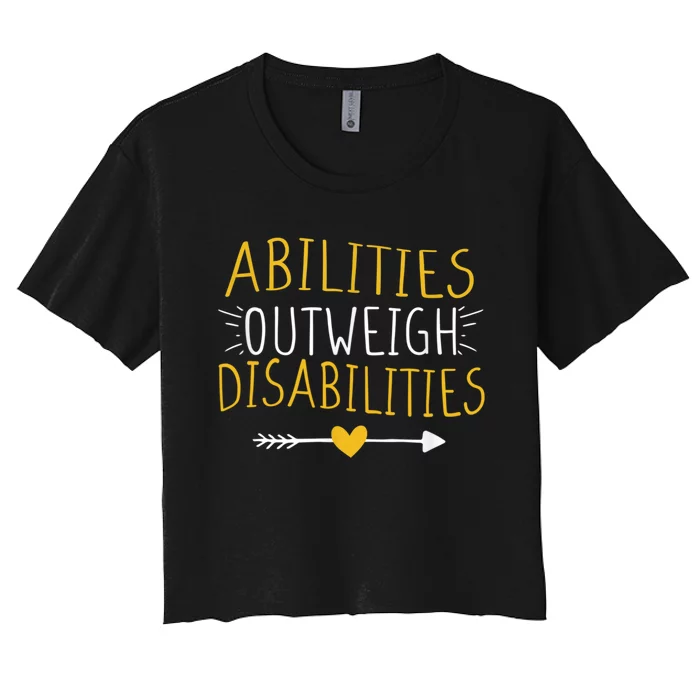 Abilities Outweigh Disabilities Autism Awareness m.e.n Wom.e.n Long Sleeve Women's Crop Top Tee