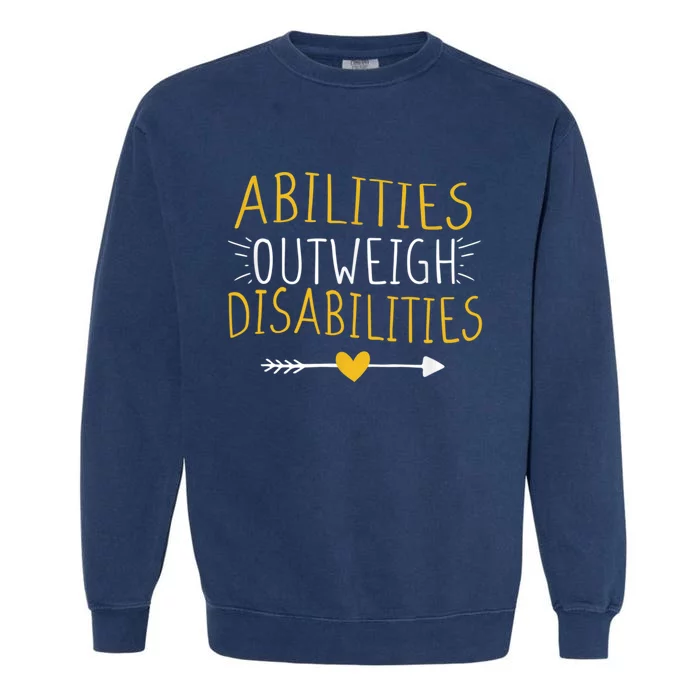 Abilities Outweigh Disabilities Autism Awareness m.e.n Wom.e.n Long Sleeve Garment-Dyed Sweatshirt