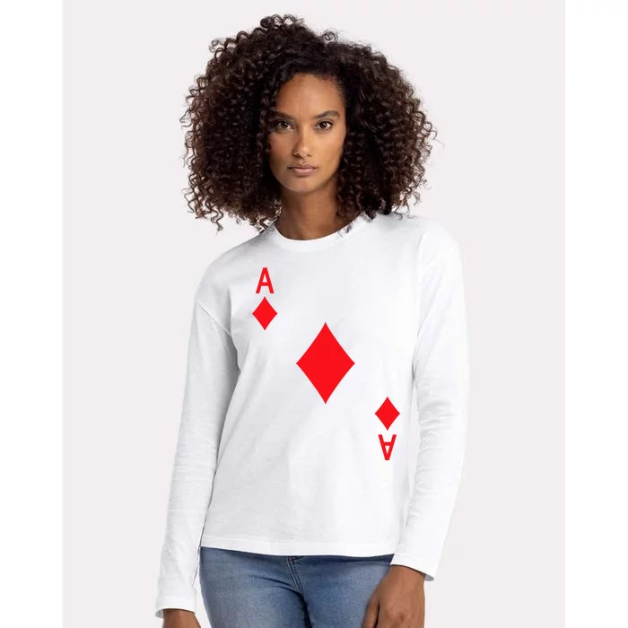 Ace Of Diamonds Playing Card Womens Cotton Relaxed Long Sleeve T-Shirt