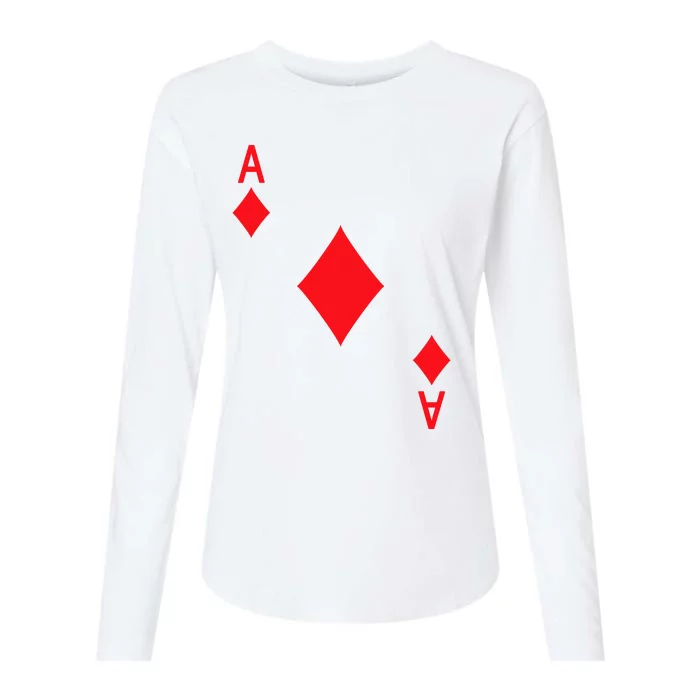 Ace Of Diamonds Playing Card Womens Cotton Relaxed Long Sleeve T-Shirt