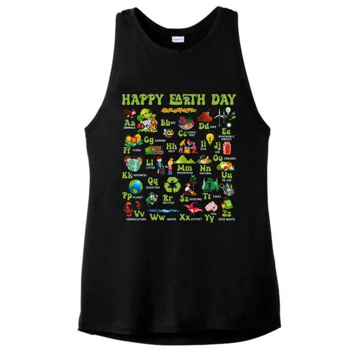 Abcs Of Earth Day Teacher Save Our Planet Nature Environment Ladies Tri-Blend Wicking Tank