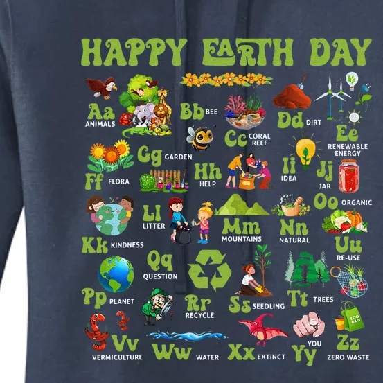 Abcs Of Earth Day Teacher Save Our Planet Nature Environment Women's Pullover Hoodie