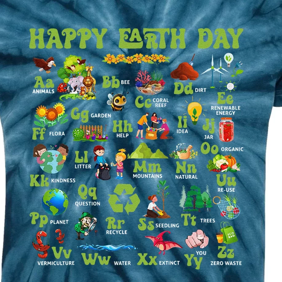 Abcs Of Earth Day Teacher Save Our Planet Nature Environment Kids Tie-Dye T-Shirt