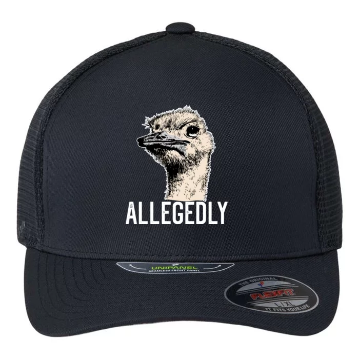 Allegedly Ostrich Funny Flightless Bird Face Design Flexfit Unipanel Trucker Cap