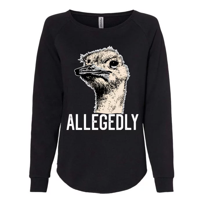 Allegedly Ostrich Funny Flightless Bird Face Design Womens California Wash Sweatshirt