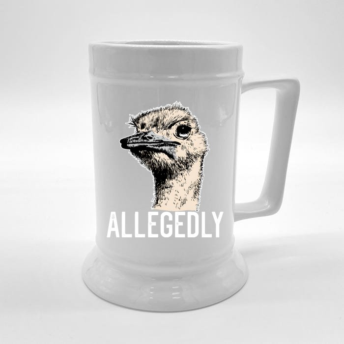 Allegedly Ostrich Funny Flightless Bird Face Design Front & Back Beer Stein