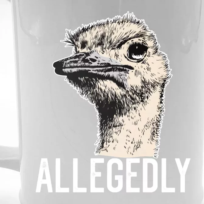 Allegedly Ostrich Funny Flightless Bird Face Design Front & Back Beer Stein