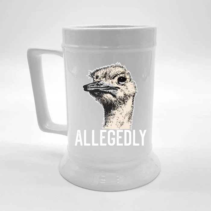 Allegedly Ostrich Funny Flightless Bird Face Design Front & Back Beer Stein