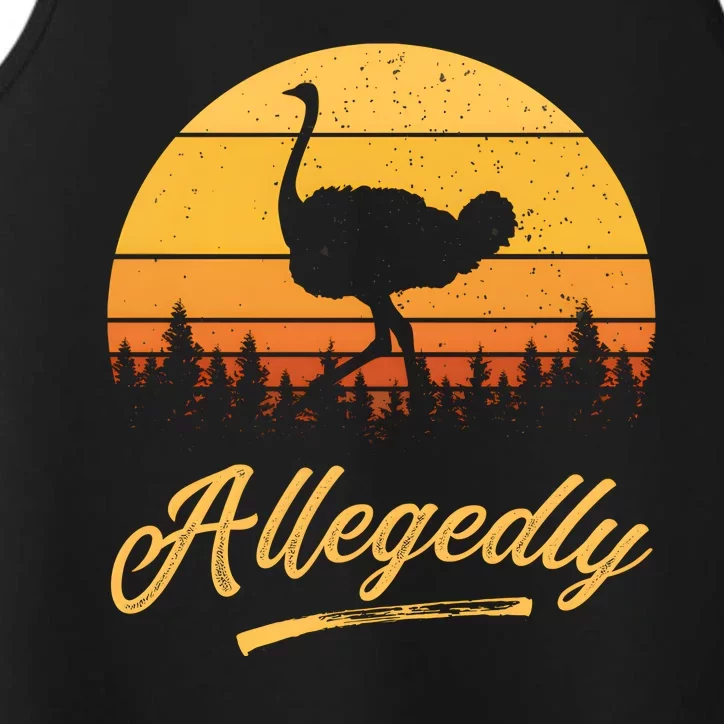 Allegedly Ostrich Funny Flightless Bird Face Design Performance Tank