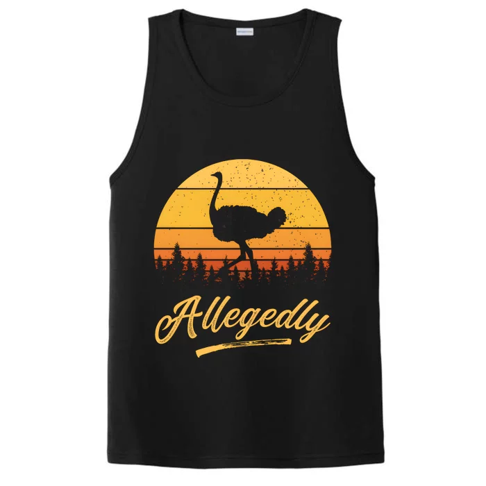 Allegedly Ostrich Funny Flightless Bird Face Design Performance Tank