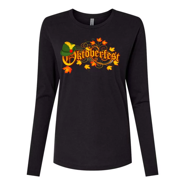 Autumn Oktoberfest Fall Leaves Womens Cotton Relaxed Long Sleeve T-Shirt