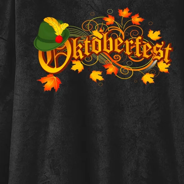 Autumn Oktoberfest Fall Leaves Hooded Wearable Blanket