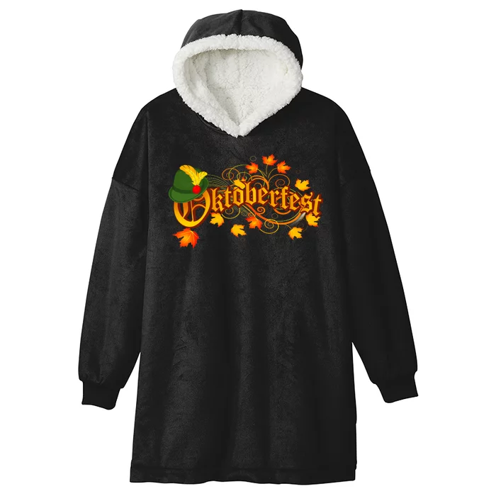 Autumn Oktoberfest Fall Leaves Hooded Wearable Blanket