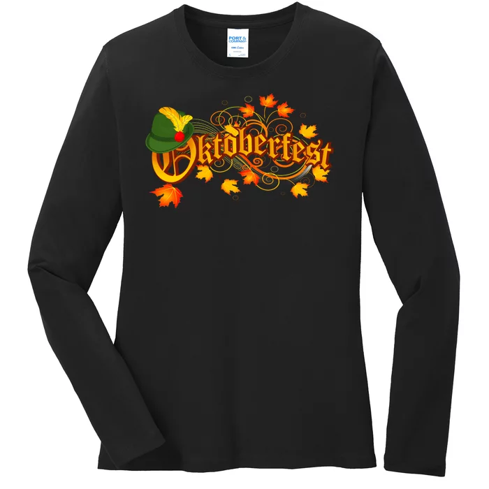 Autumn Oktoberfest Fall Leaves Ladies Long Sleeve Shirt