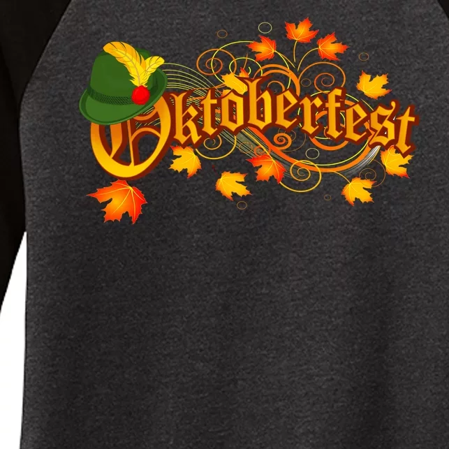 Autumn Oktoberfest Fall Leaves Women's Tri-Blend 3/4-Sleeve Raglan Shirt