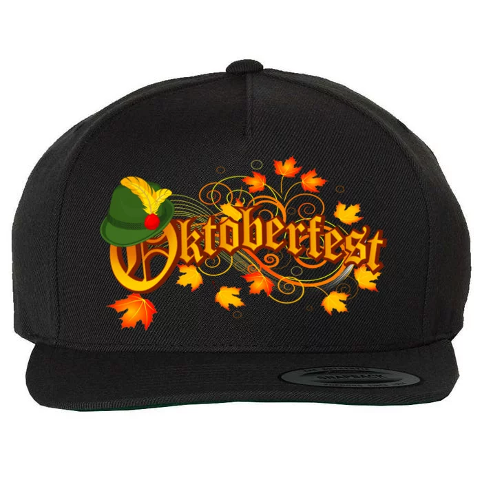 Autumn Oktoberfest Fall Leaves Wool Snapback Cap