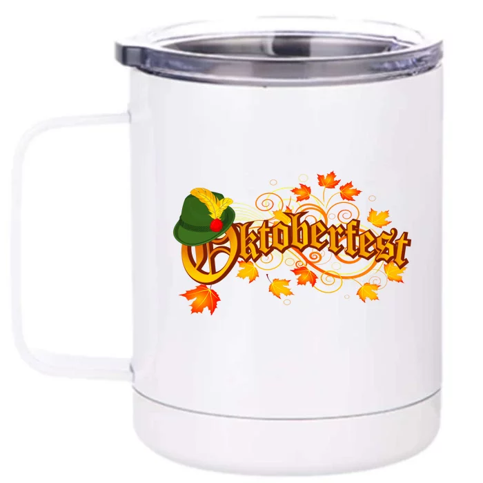 Autumn Oktoberfest Fall Leaves Front & Back 12oz Stainless Steel Tumbler Cup