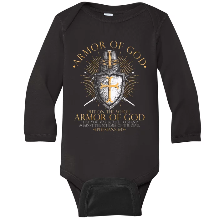 Armor Of God Ephesians 617 Bible Verse Christian Baby Long Sleeve Bodysuit