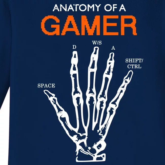 Anatomy Of Gamer Funny Gaming Baby Long Sleeve Bodysuit