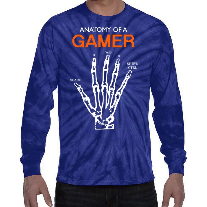 Anatomy Of Gamer Funny Gaming Tie-Dye Long Sleeve Shirt