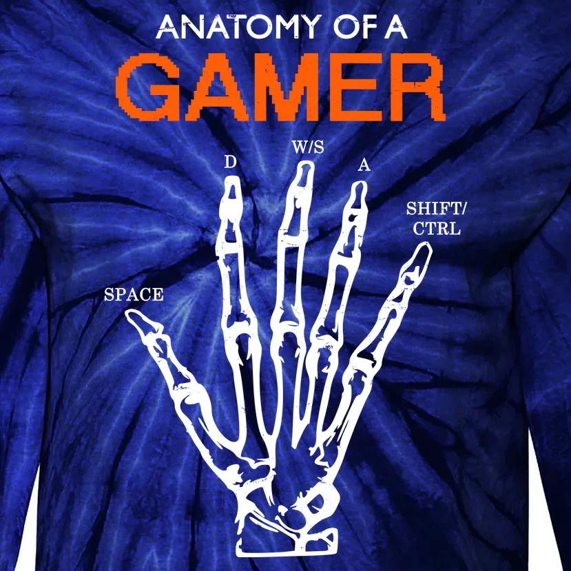 Anatomy Of Gamer Funny Gaming Tie-Dye Long Sleeve Shirt