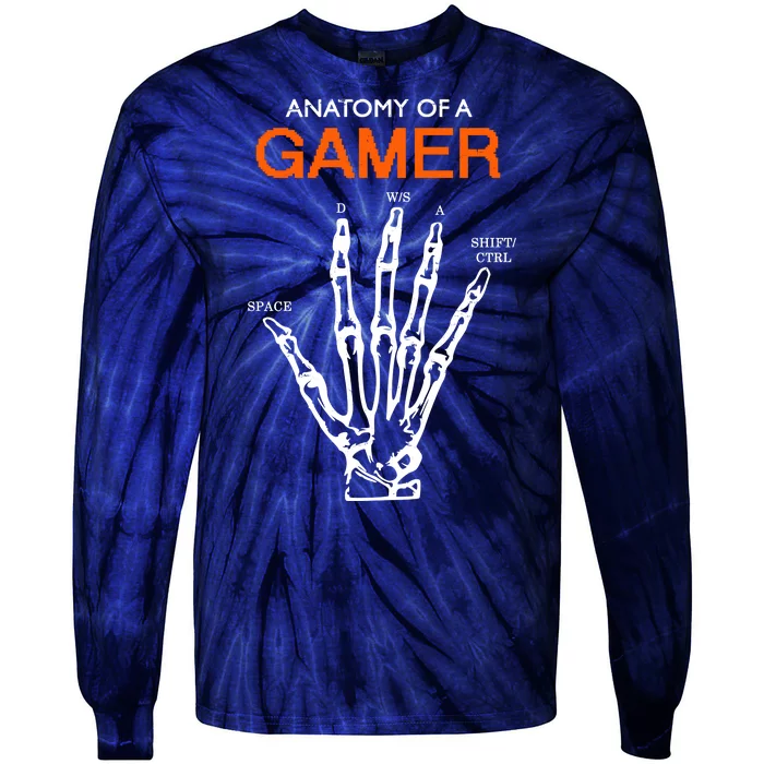 Anatomy Of Gamer Funny Gaming Tie-Dye Long Sleeve Shirt