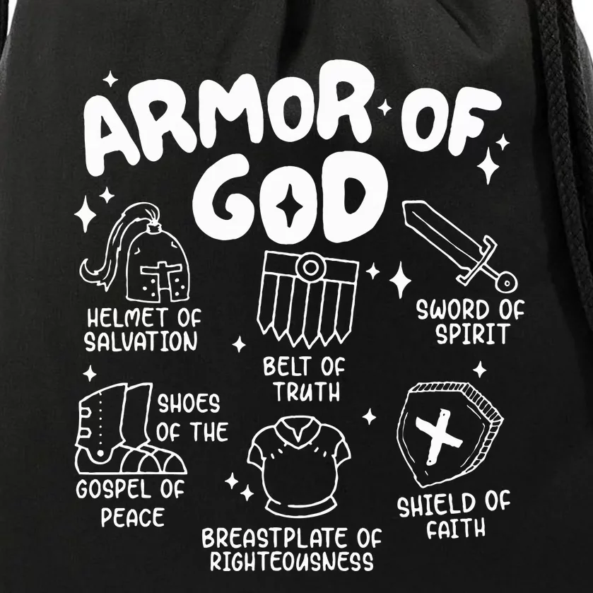 Armor Of God put on the armor of God Christian bible verses Drawstring Bag