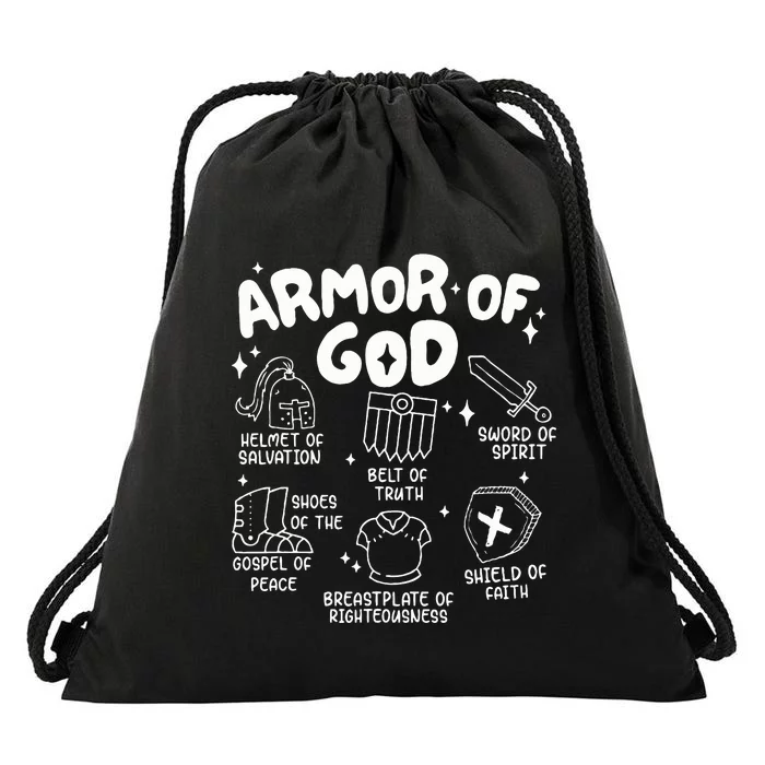 Armor Of God put on the armor of God Christian bible verses Drawstring Bag