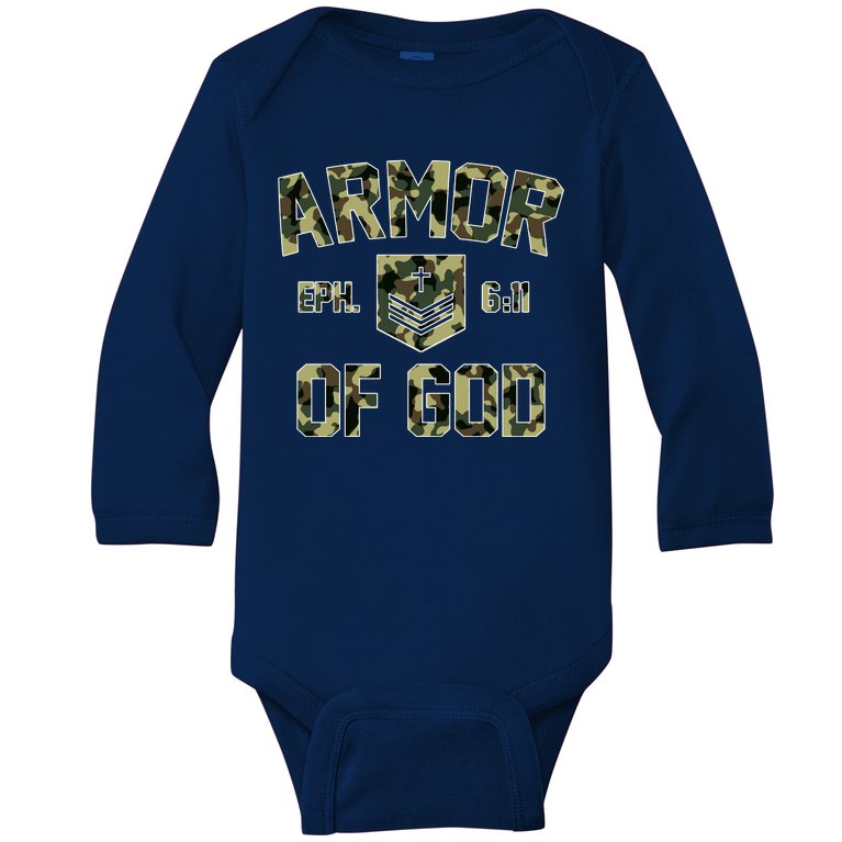 Armor Of God Military Camo Camouflage Baby Long Sleeve Bodysuit