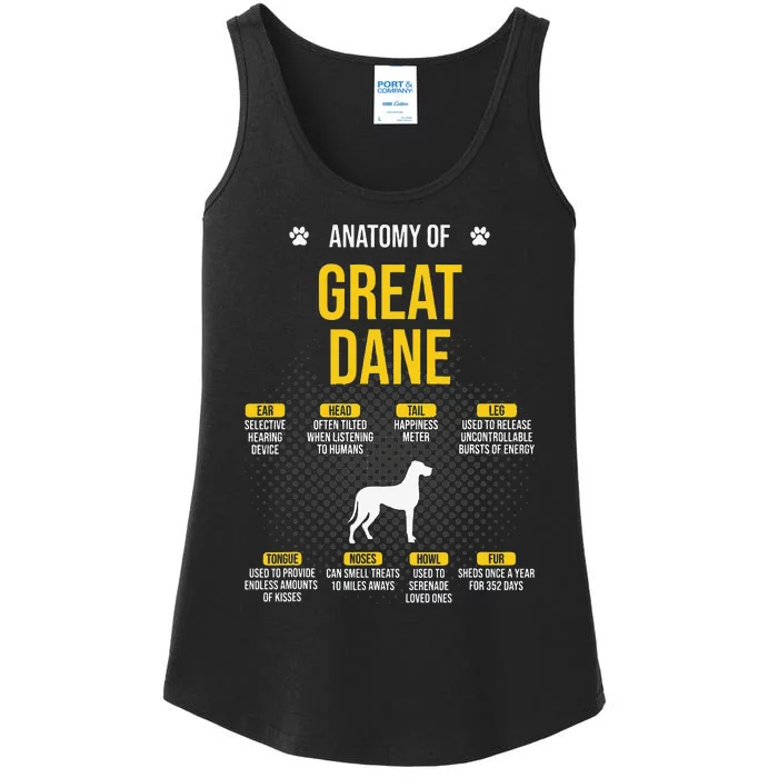 Anatomy Of Great Dane Dog Lover Ladies Essential Tank