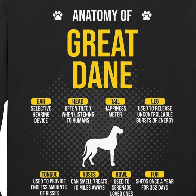 Anatomy Of Great Dane Dog Lover Tall Long Sleeve T-Shirt