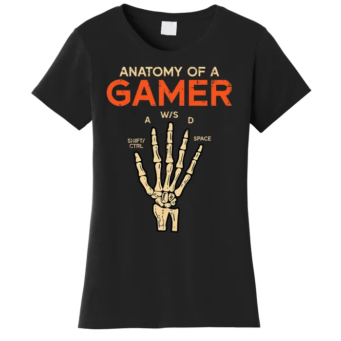 Anatomy Of Gamer Skeleton Hand Funny Men Kids Ns Women's T-Shirt