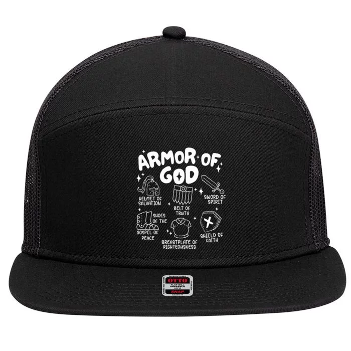 Armor Of God put on the armor of God Christian bible verses 7 Panel Mesh Trucker Snapback Hat