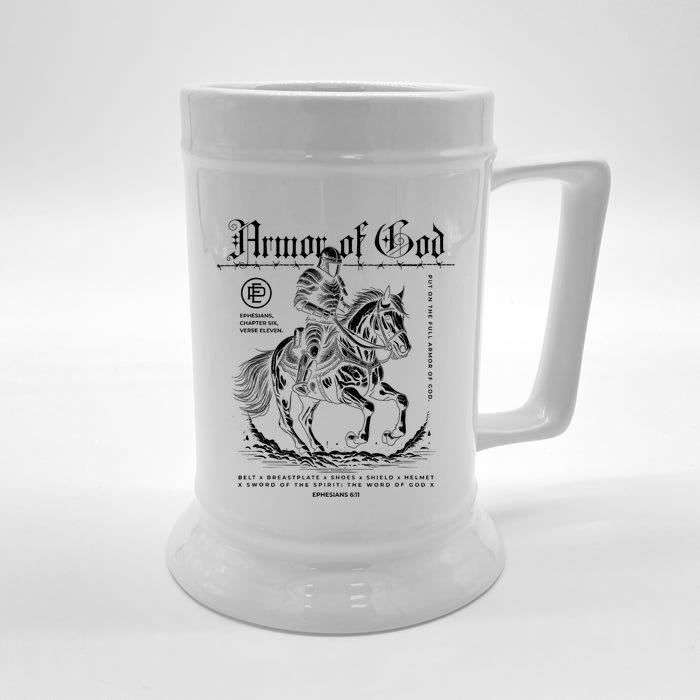 Armor Of God | Put On The Full Armor Of God | Christian Front & Back Beer Stein