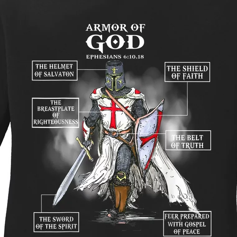 Armor Of God Christian Bible Verse Religious Ladies Long Sleeve Shirt