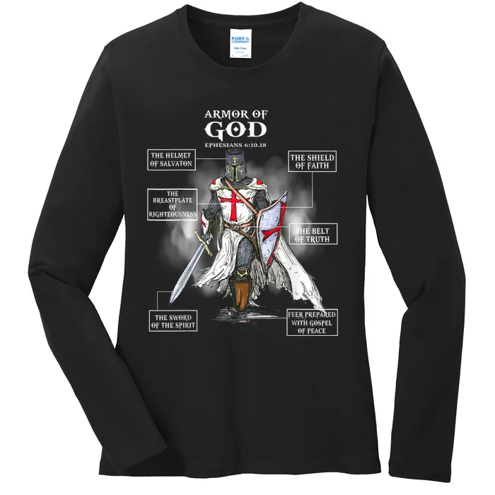 Armor Of God Christian Bible Verse Religious Ladies Long Sleeve Shirt