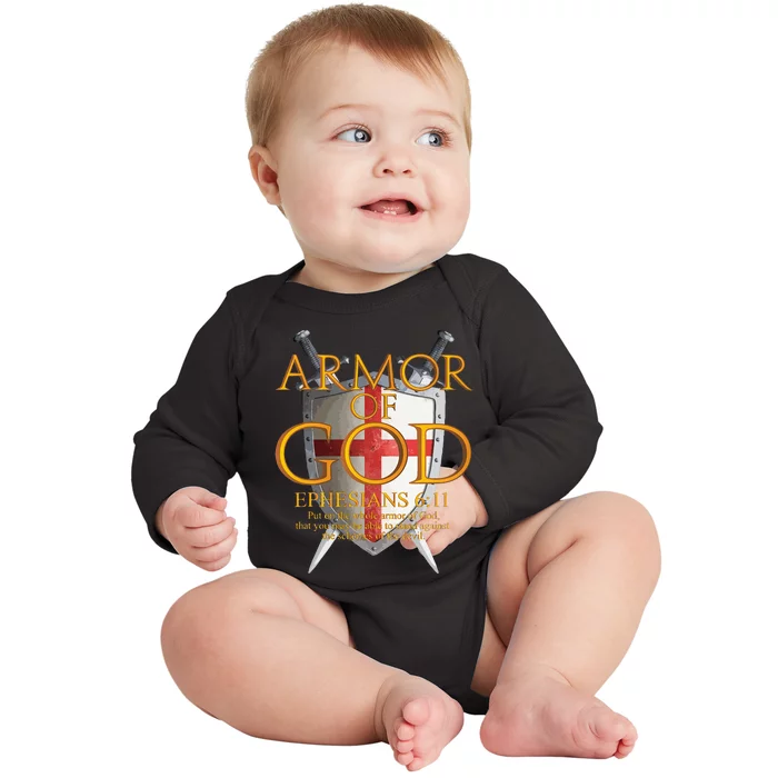 Armor Of God Ephesians Bible Verse Religious Christian Baby Long Sleeve Bodysuit