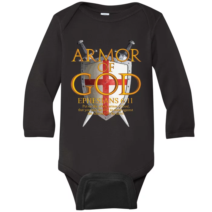 Armor Of God Ephesians Bible Verse Religious Christian Baby Long Sleeve Bodysuit