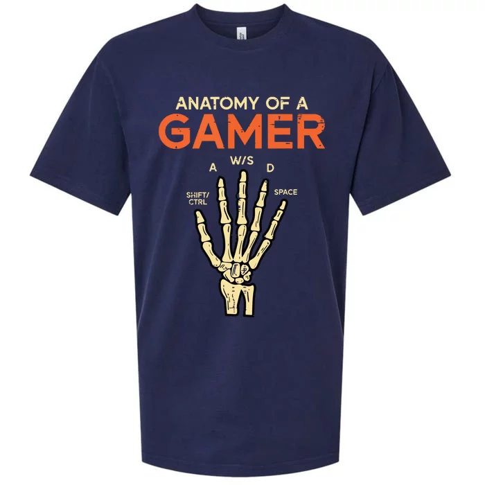 Anatomy Of Gamer Skeleton Hand Funny Men Boy Teens Sueded Cloud Jersey T-Shirt