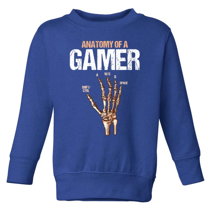 Anatomy Of Gamer Skeleton Hand Funny Video Gaming Gamer Funny Gift Toddler Sweatshirt