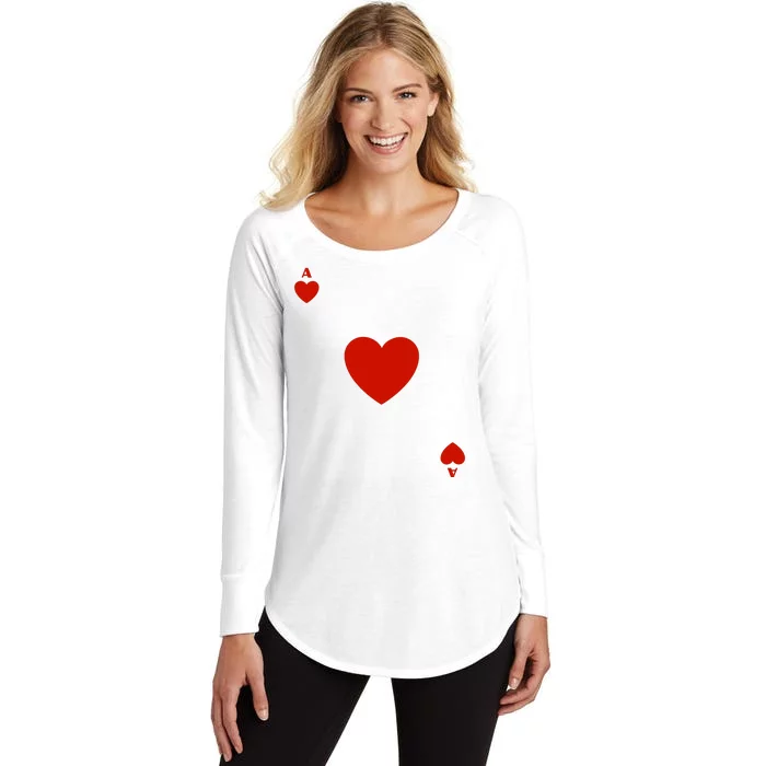 Ace Of Hearts Halloween Team Costume Funny Poker Cards Funny Halloween Group Par Women's Perfect Tri Tunic Long Sleeve Shirt